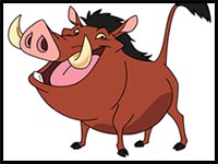 How to Draw Pumbaa form The Lion King