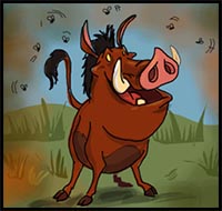How to Draw Pumbaa from Lion King
