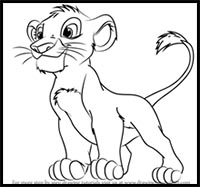 How to Draw Baby Simba from The Lion King