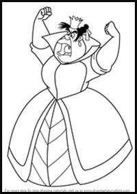 How to Draw Queen of Hearts from Alice in Wonderland