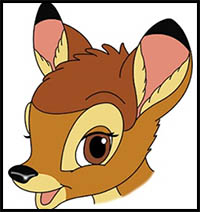How to Draw Disney's Bambi Cartoon Characters : Drawing Tutorials
