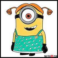 How to Draw Minion Stuart Dressed as a Girl