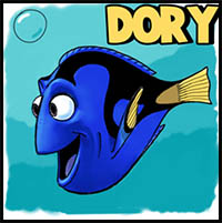 How to Draw Dory from Pixars Finding Nemo & Finding Dora in Easy Steps Drawing Tutorial