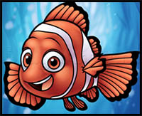 How to Draw Nemo from Finding Dory