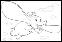 How to Draw Dumbo Flying