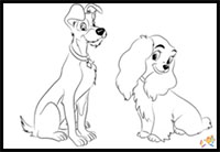 How to Draw Lady and the Tramp - Step by Step
