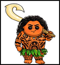 How to Draw Maui Step by Step Chibi