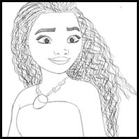 How To Draw Disney S Moana Cartoon Characters Drawing Tutorials Drawing How To Draw Disney S Moana Illustrations Drawing Lessons Step By Step Techniques For Cartoons Illustrations