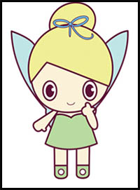 How to Draw Chibi Tinkerbell – the Disney Fairy in Easy Step by Step Drawing Tutorial for Kids