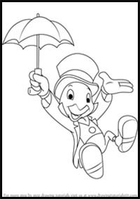 How to Draw Jiminy Cricket from Pinocchio