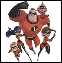 How to Draw The Incredibles Family – Group Step by Step Drawing Tutorial