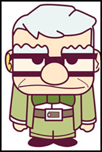 How to Draw Carl Fredricksen the Old Man from Pixar’s Up (Cute / Chibi) Easy Drawing Tutorial for Kids
