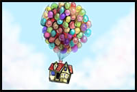 How to Draw The House With Balloons from Up