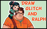 How to Draw Ralph and Vanellope (Glitch) from Wreck It Ralph 2 Easy Steps Drawing Lesson