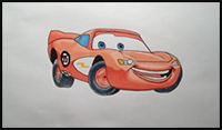 How to Draw Lighting McQueen from Cars Drawing Tutorial