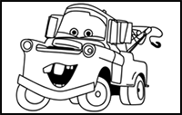 How to Draw Mater from Cars 3 Step by Step