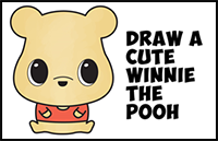 Learn How to Draw a Cute Chibi / Kawaii Winnie The Pooh Easy Step by Step Drawing Tutorial for Beginners & Kids