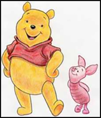 How to Draw Winnie the Pooh with Piglet