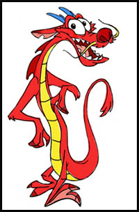 How to Draw Mushu Dragon from Mulan with Step by Step Drawing Lesson