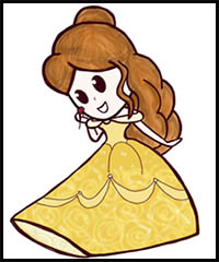 How to Draw Cute Baby Chibi Belle from Beauty and the Beast – Easy Tutorial