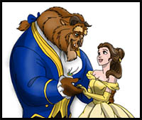 How to Draw Belle And The Beast from Beauty And The Beast