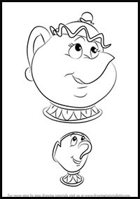 How to Draw Chip and Mrs. Potts from Beauty and the Beast