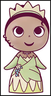 How to Draw Cute Baby Chibi Kawaii Tiana the Disney Princess