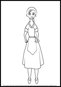 How to Draw Waitress Tiana from The Princess and the Frog