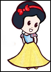 How to Draw Cute Baby Chibi Snow White in Simple Step by Step Drawing Lesson