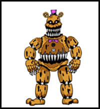 How To Draw Nightmare Fredbear From FNaF 4 Step By Step Video Lesson 