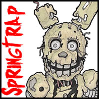 How to Draw Springtrap from Five Nights at Freddy’s 3 Step by Step Drawing Tutorial