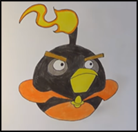 How to Draw Firebomb from Angry Birds Space