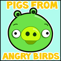 How to Draw Green Pig from Angry Birds Game in with Easy Step by Step Drawing Tutorial
