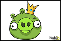 How to Draw Angry Birds Pig, King Pig