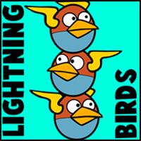 How to Draw Lightning Birds from Angry Birds Space with Easy Step by Step Drawing Tutorial