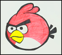 How to Draw ANGRY BIRDS - Easy Red Angry Bird Step by Step Drawing Tutorial by HooplaKidz Doodle