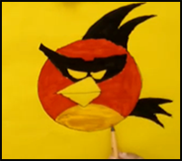 How to Draw ANGRY BIRDS - Easy Red Angry Bird Step by Step Drawing Tutorial