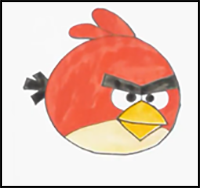 How to Draw ANGRY BIRDS - Easy Red Angry Bird Step by Step Drawing