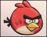 Let's Draw Red Bird from Angry Birds - Colored Pencils (Narrated)