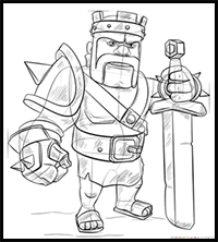 How to Draw Barbarian King from Clash of Clans