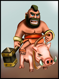 How to Draw Hog Rider from Clash of the Clans