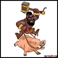 How to Draw Hog Rider from Clash of Clans