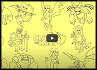 How to Draw Clash of Clans Characters - Barbarian King, Archer Queen, Wizard, Dragon, PEKKA, Golem