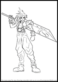 How to Draw Cloud Strife from Final Fantasy