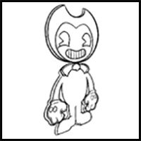 How to draw Bendy Cutout (FNF: Indie Cross) - SketchOK