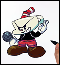 How to Draw FNF MOD Character - Cuphead Easy Step by Step