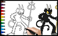 HOW TO DRAW THE DEVIL (Indie Cross) | Cuphead / Friday Night Funkin (FNF) - (Draw & Color)