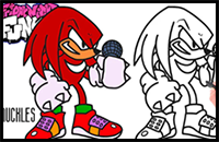 How to Draw Knuckles | Friday Night Funkin FNF MOD Character - Easy Step by Step