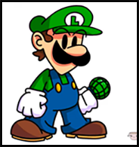 How to Draw Luigi | Friday Night Funkin Mod - Vs Mario Rebooted
