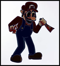 How to Draw FNF MOD Character - Mario EXE